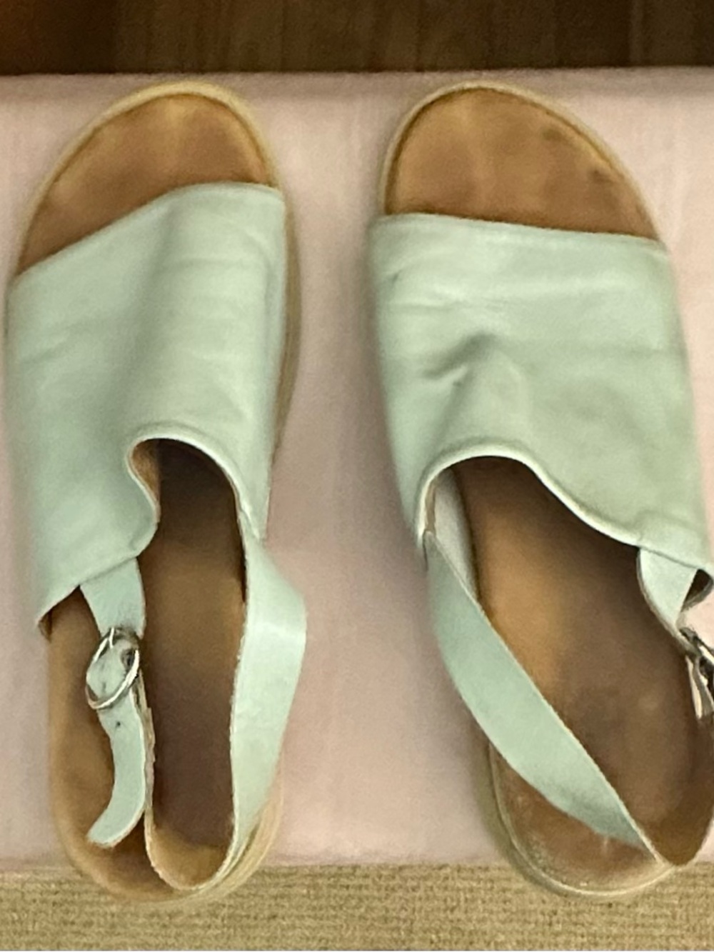 Miz Mooz Greenish Gray Flat Leather Sandals size 41
